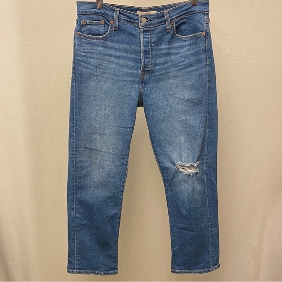 Levi’s 32 (14/15) Wedgie Straight Jeans Button Fly Stretch Womens High Rise - Picture 14 of 16